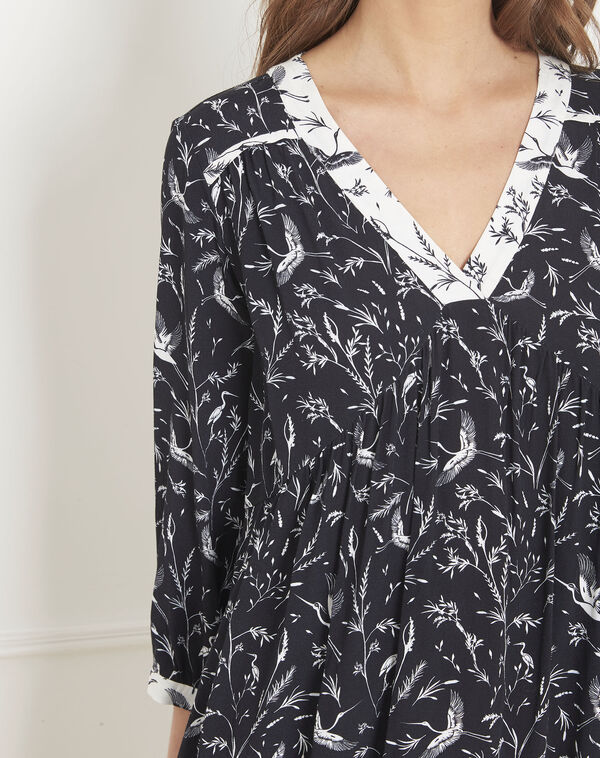 Loelie black floral print dress black.