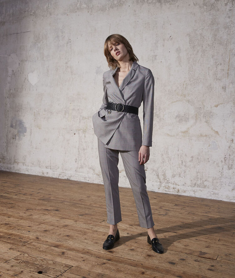 Gérende prince of wales check print trousers light camel.