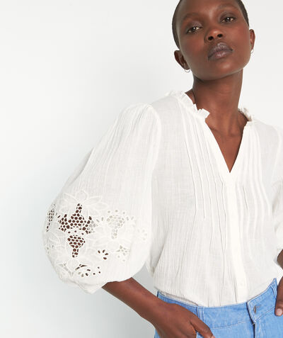 Lynne plain white cotton blouse  PhotoZ | 1-2-3