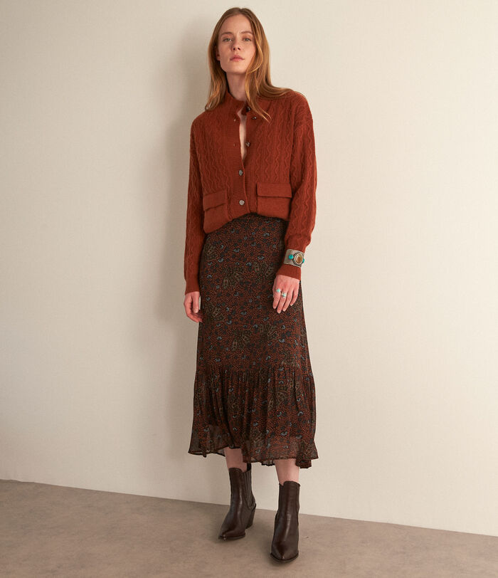 Kassy long brown printed skirt PhotoZ | 1-2-3