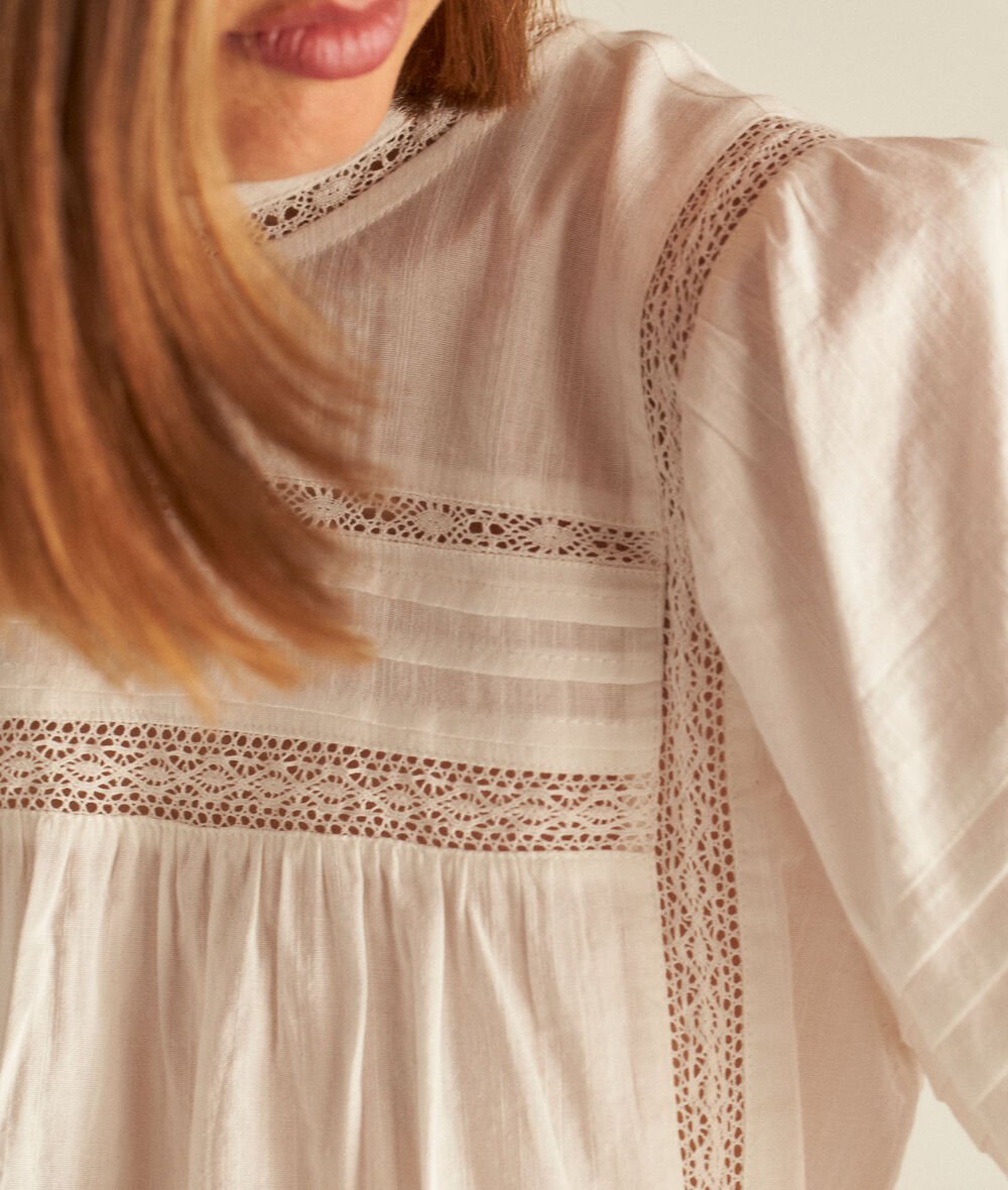 CANDICE ecru romantic cotton blouse PhotoZ | 1-2-3