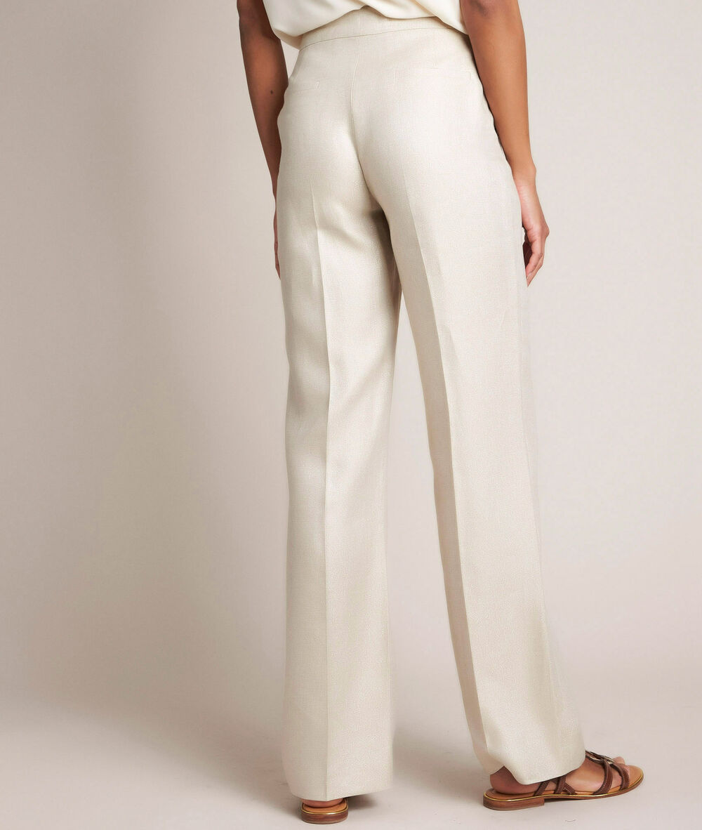 Iana shiny linen trousers creme.