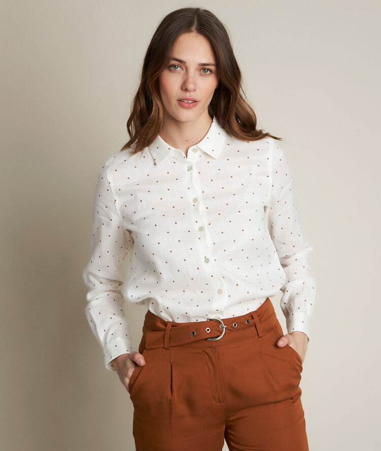 Eloi polka dot linen shirt cinnamon.