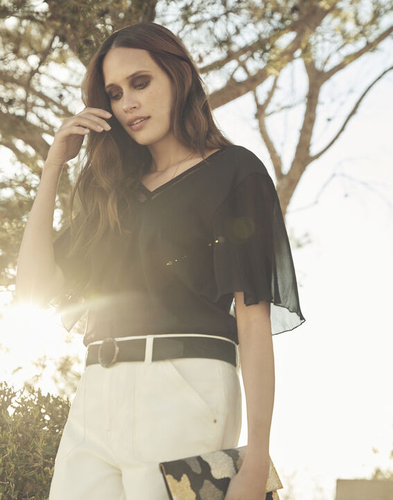 Victor black lace pleated blouse | 1-2-3 Victor black lace pleated blouse PhotoZ | 1-2-3