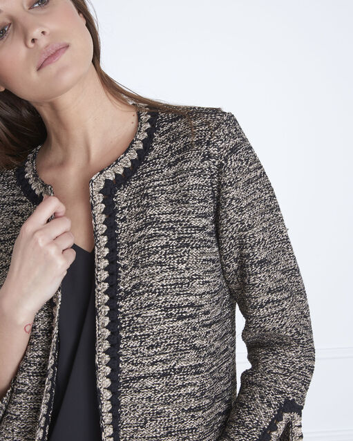 Black decorative amour knitted waistcoat black.