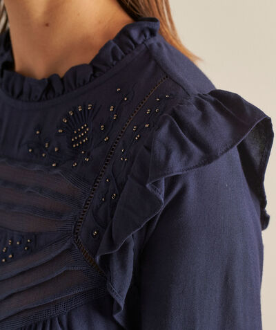 Hania short blue embroidered dress PhotoZ | 1-2-3