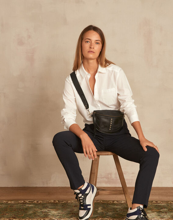 Lara navy microfibre cigarette trousers | 1-2-3 Lara navy microfibre cigarette trousers PhotoZ | 1-2-3