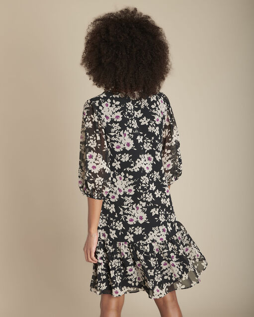 Izine floral print straight dress black.