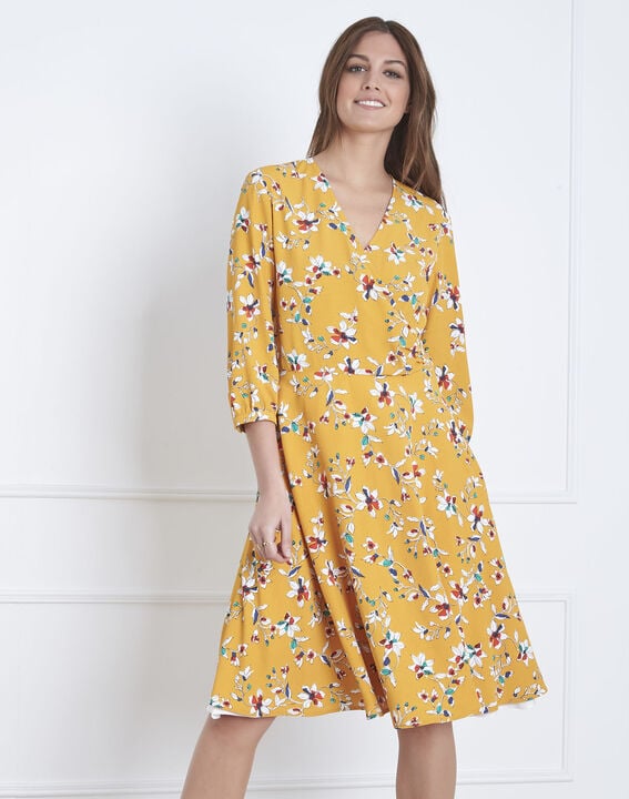 Laurene yellow floral print wrap dress | 1-2-3 Laurene yellow floral print wrap dress PhotoZ | 1-2-3