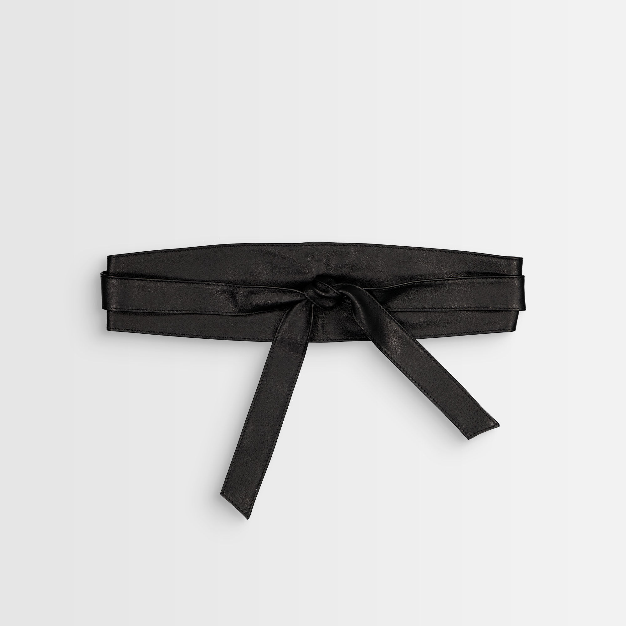 black leather tie belt