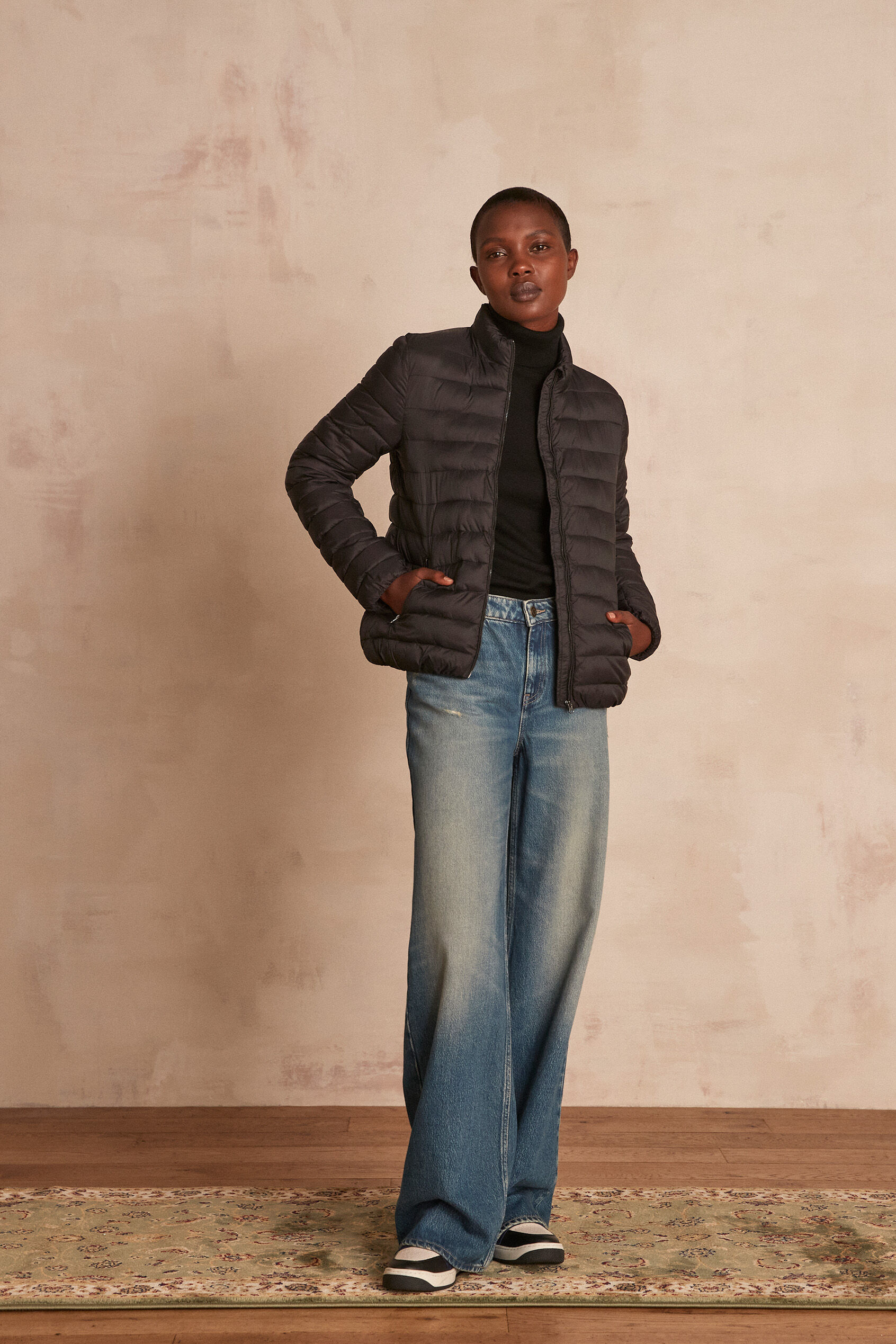 black lightweight quilted jacket