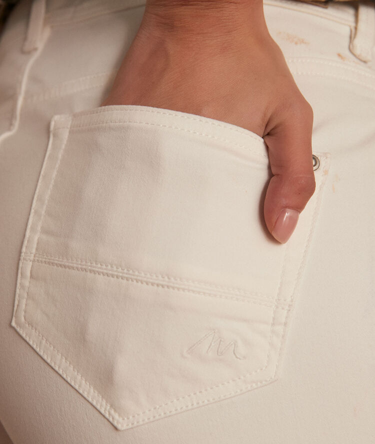 The iconic sultan ecru slim-fit cotton satin trousers ecru.