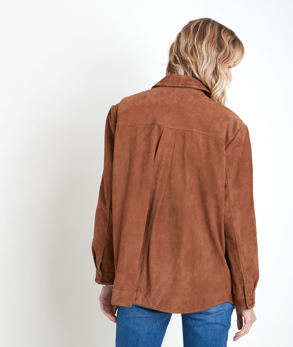 Poppy camel-coloured suede over-shirt camel.