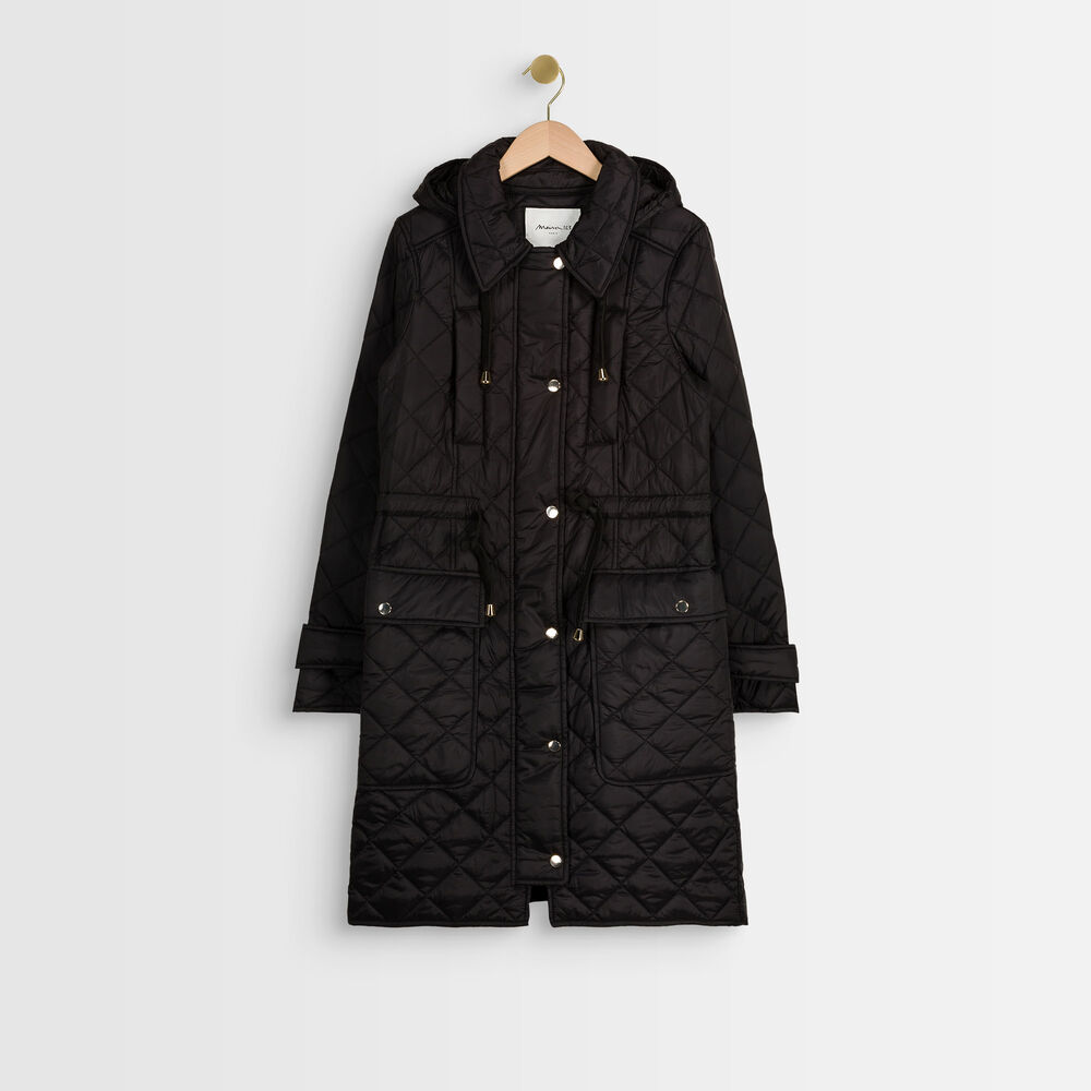 Bakura long hooded down jacket noir.