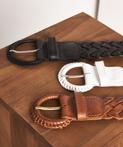 Ebene white braided leather belt PhotoZ | 1-2-3