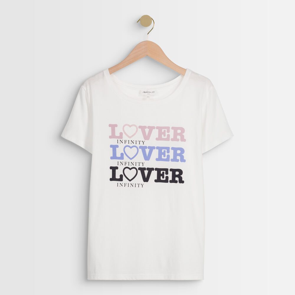 Ilove ecru t-shirt with slogan ecru.