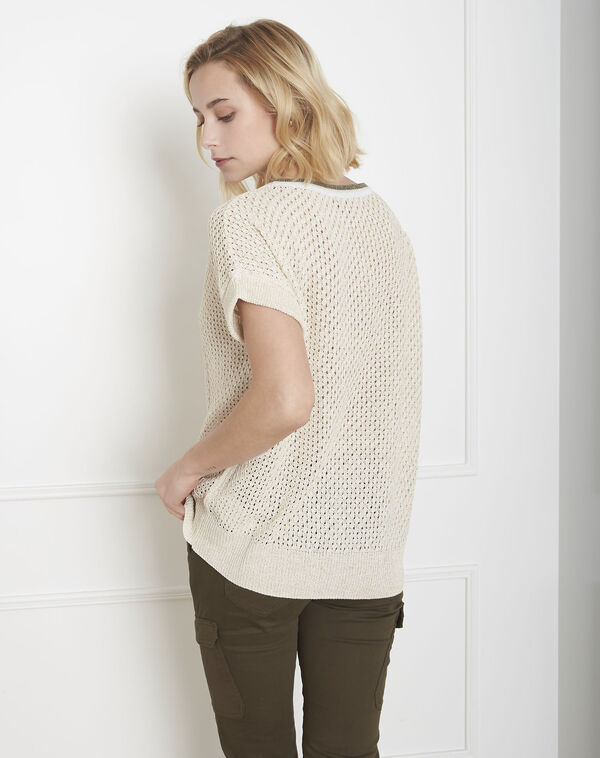 Aerien cream lurex openwork pullover cream.