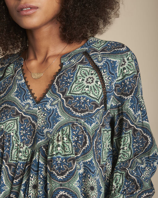 Marlene navy floral print blouse navy.