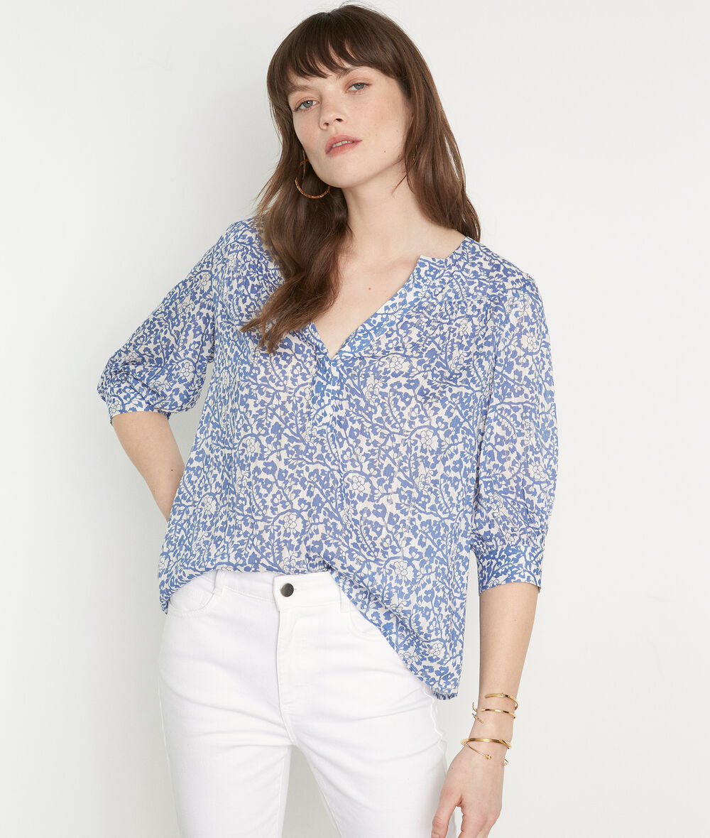 Loana sky-blue printed blouse  PhotoZ | 1-2-3
