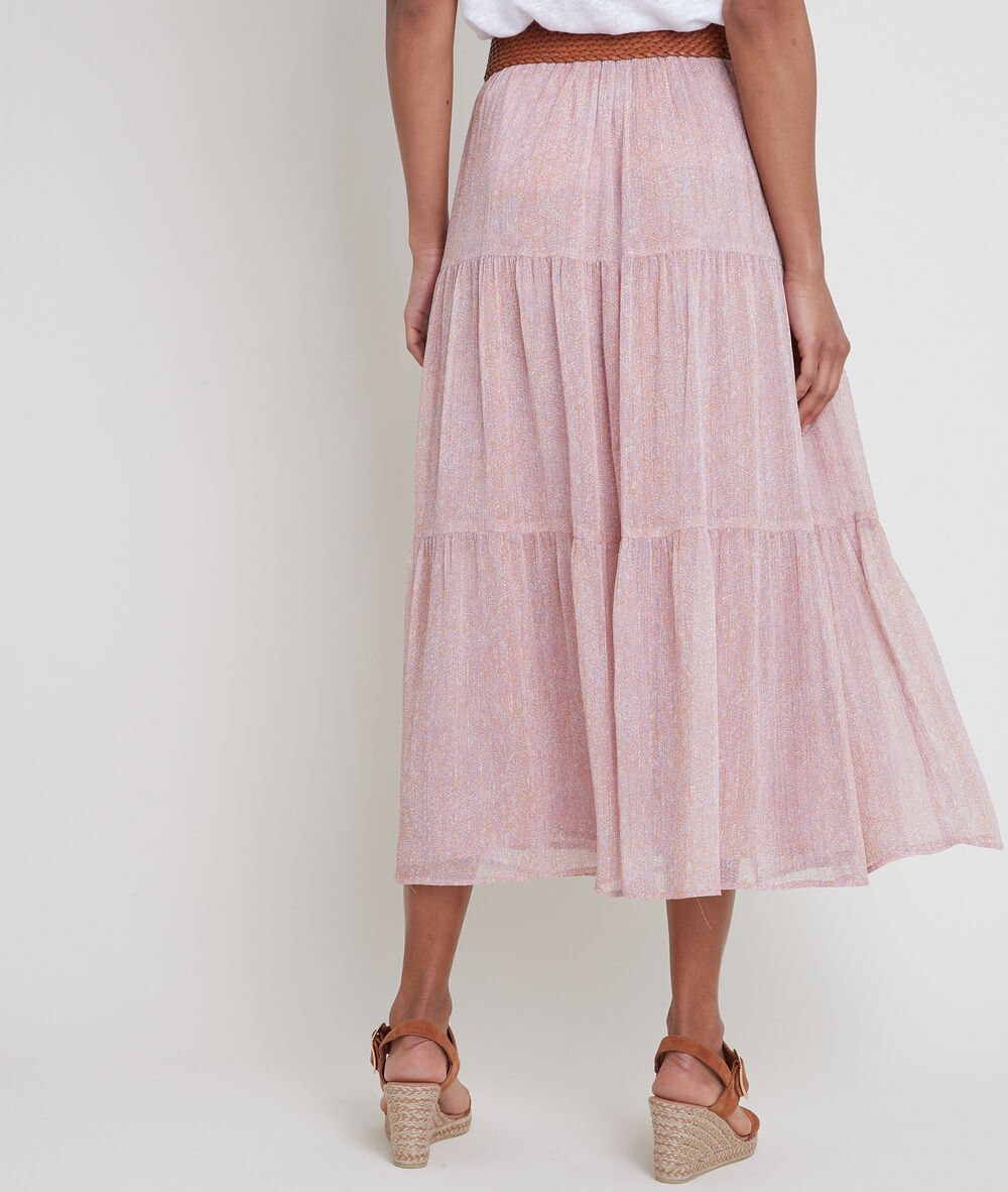 Elina pink printed floaty skirt blush.