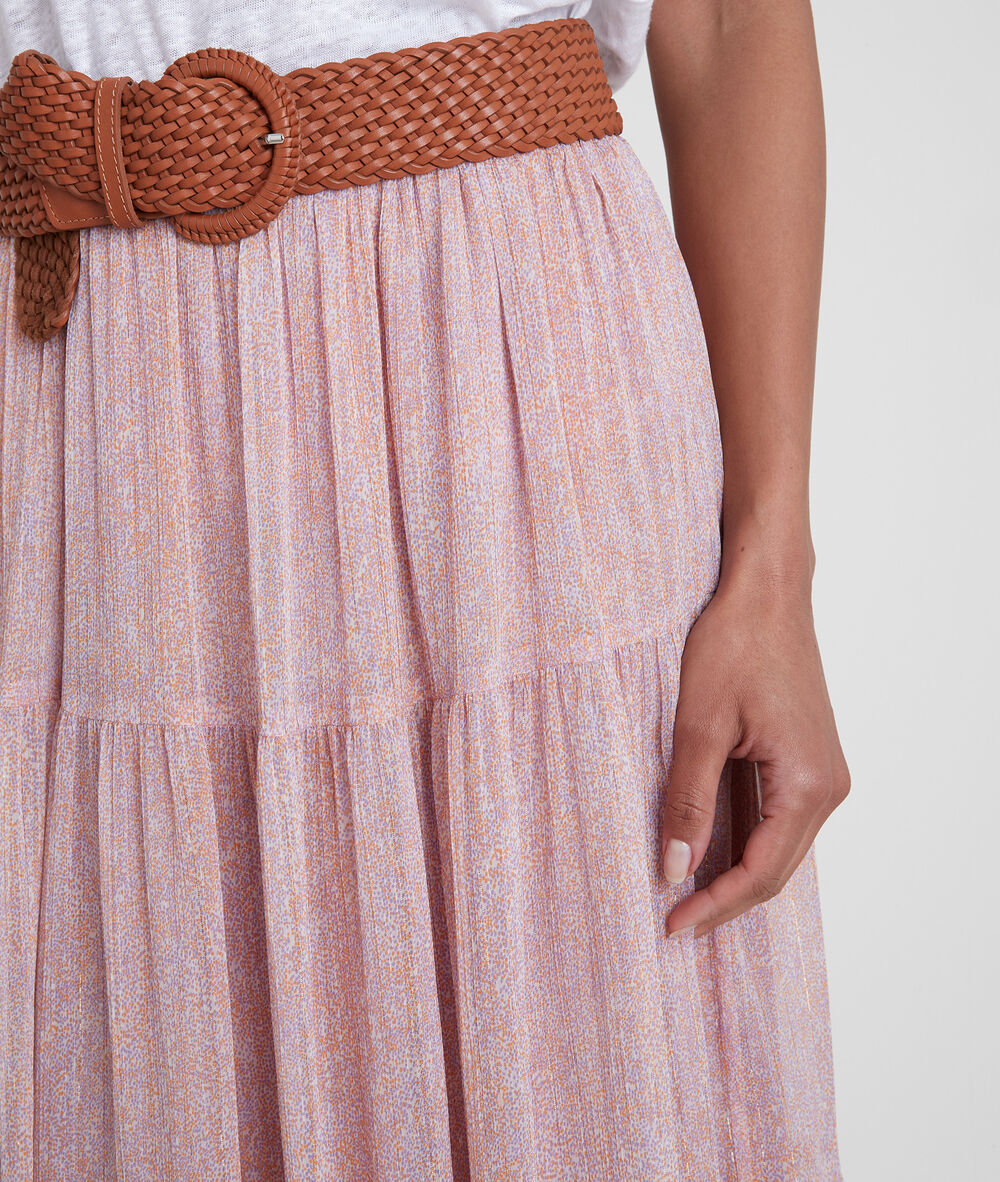 Elina pink printed floaty skirt blush.