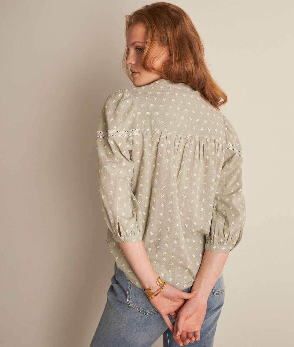 Cassandra jade embroidered cotton blouse  PhotoZ | 1-2-3