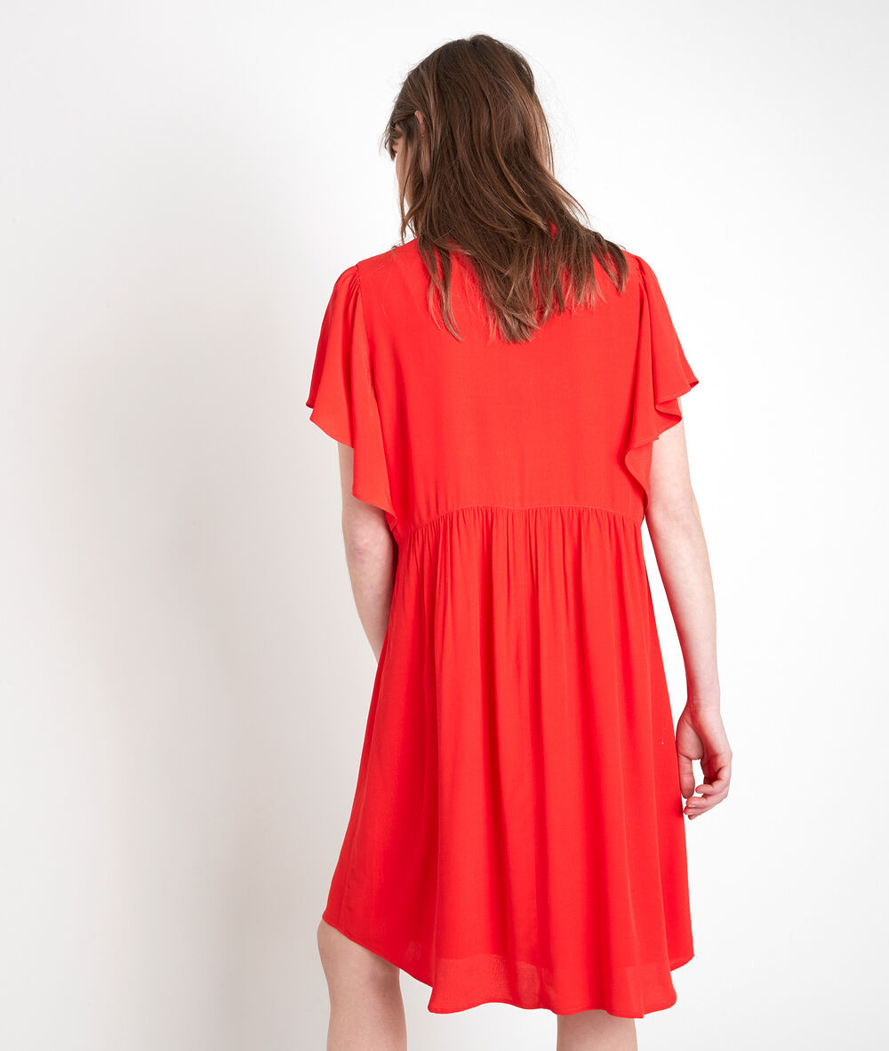 Callo red crêpe ruffle dress rouge.