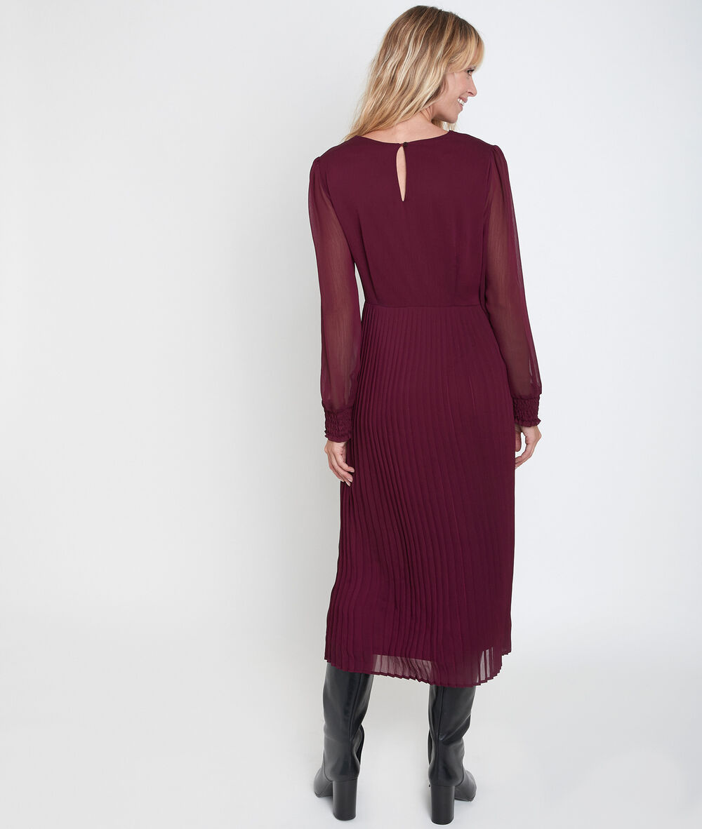 Caresse garnet pleated maxi dress grenat.