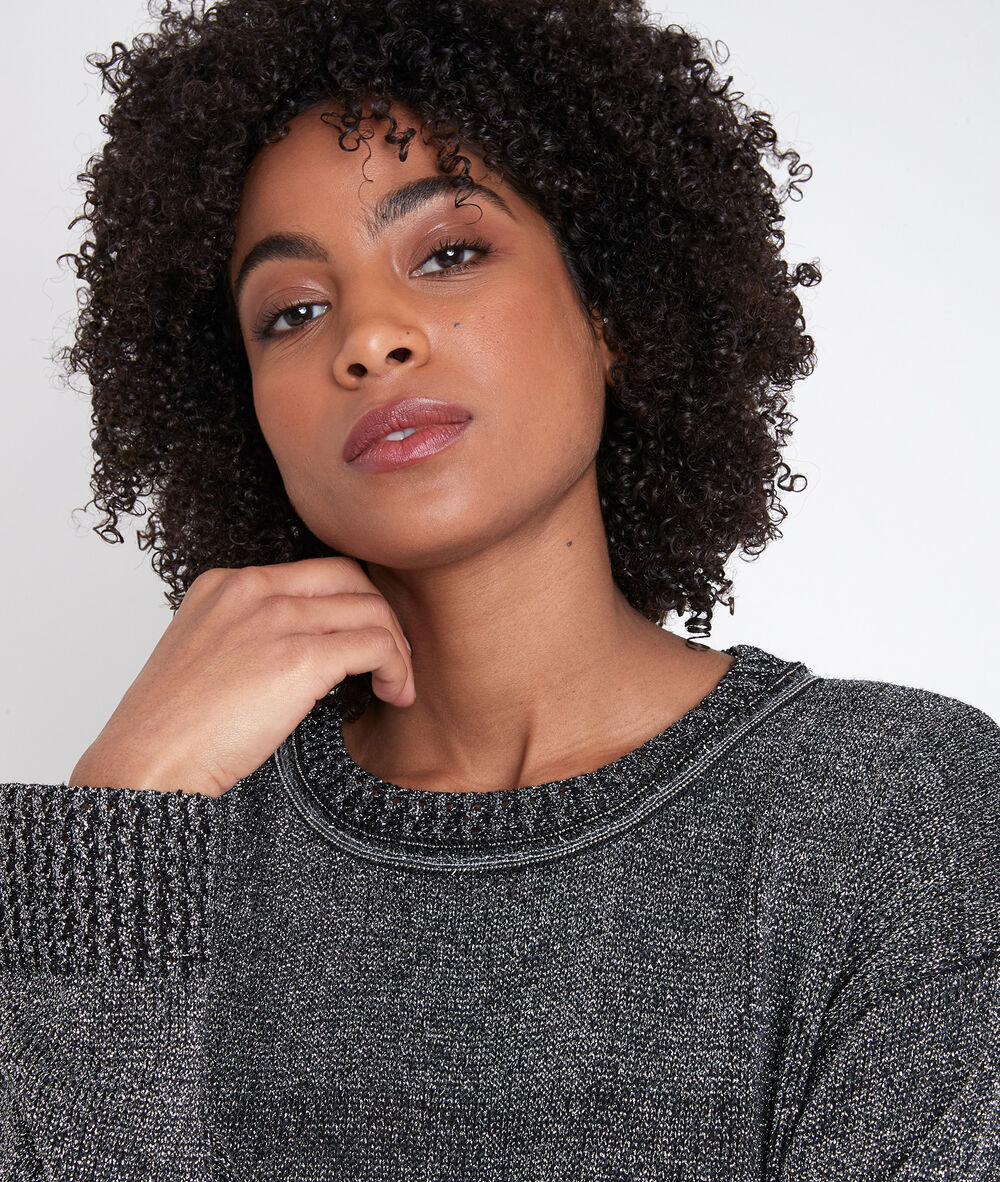 Roline black lurex jumper noir.