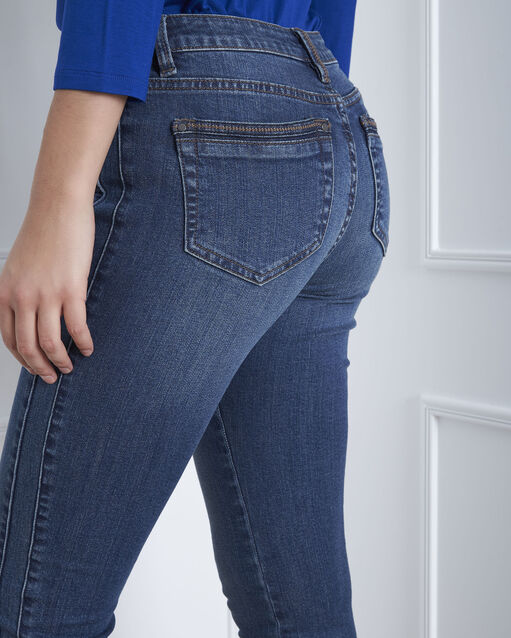 Opera indigo slim-fit regular waist jeans with zips dark indigo.
