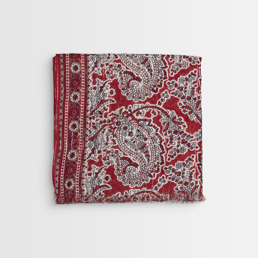 Bianca red cashmere printed scarf bourgogne.
