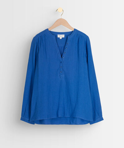 Laeti electric blue cotton gauze blouse PhotoZ | 1-2-3