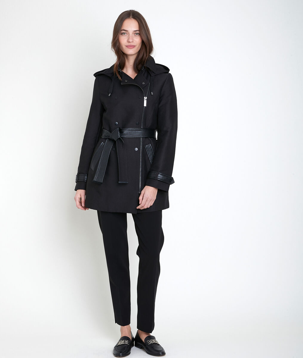 Sakura trench coat with faux leather panel | 1-2-3 Sakura trench coat with faux leather panel PhotoZ | 1-2-3