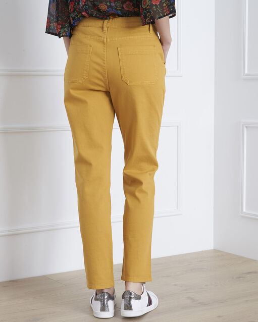 Coconut yellow 7/8 length boyfriend jeans bronze.