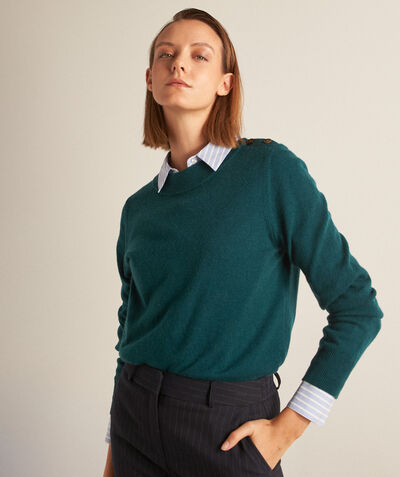 Bixente green responsible wool and cashmere striped pullover PhotoZ | 1-2-3