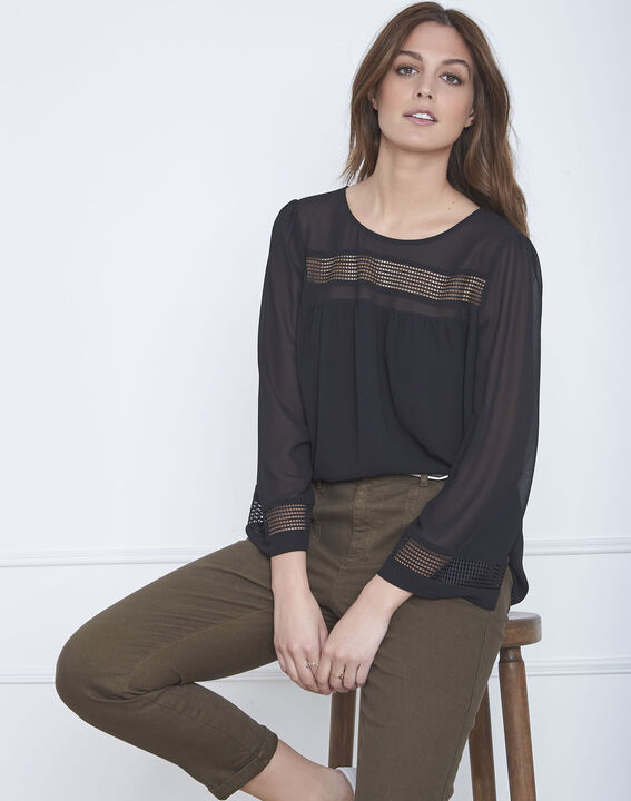 Verena black openwork braid blouse | 1-2-3 Verena black openwork braid blouse PhotoZ | 1-2-3