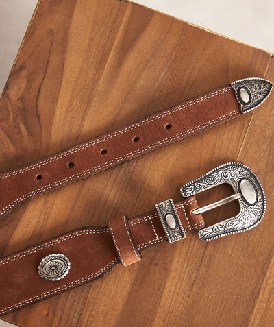 Eddy camel-coloured suede belt with cowboy-style details PhotoZ | 1-2-3