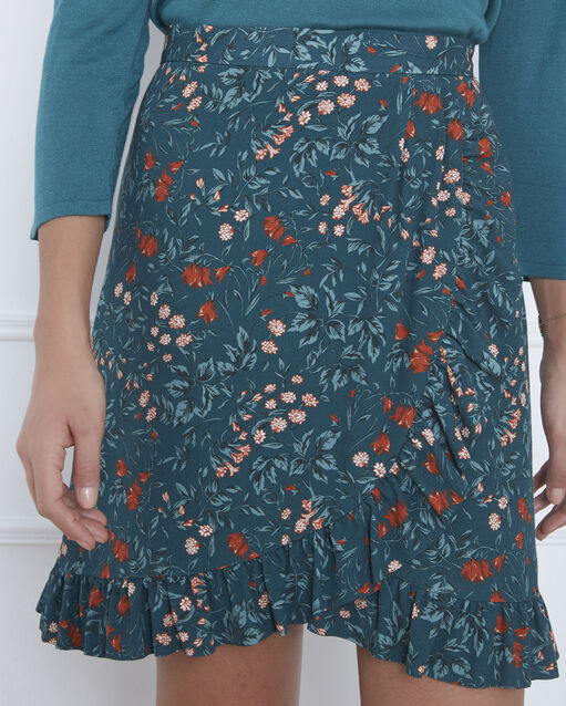 Scarlatt blue floral print skirt teal.