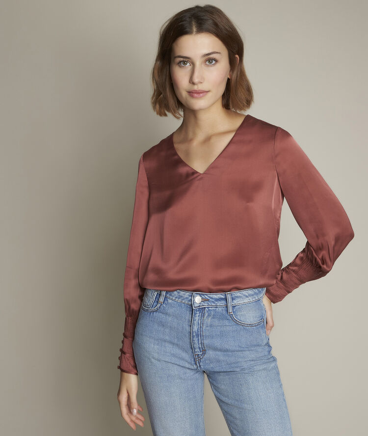 Emilienne silk blouse peach.
