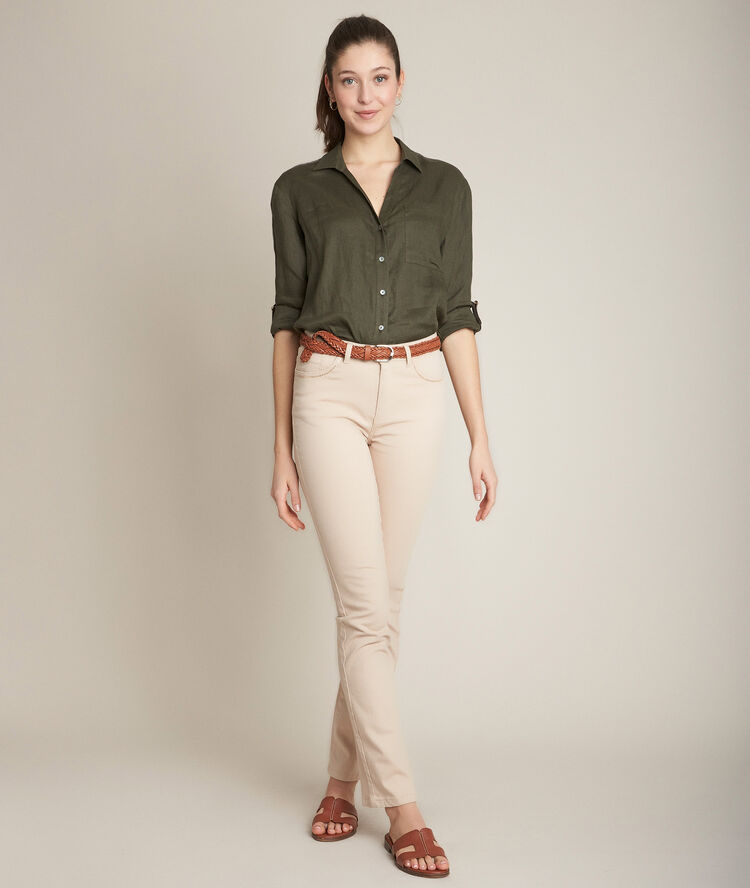 The original 123: sonia beige straight leg jeans whitewash.
