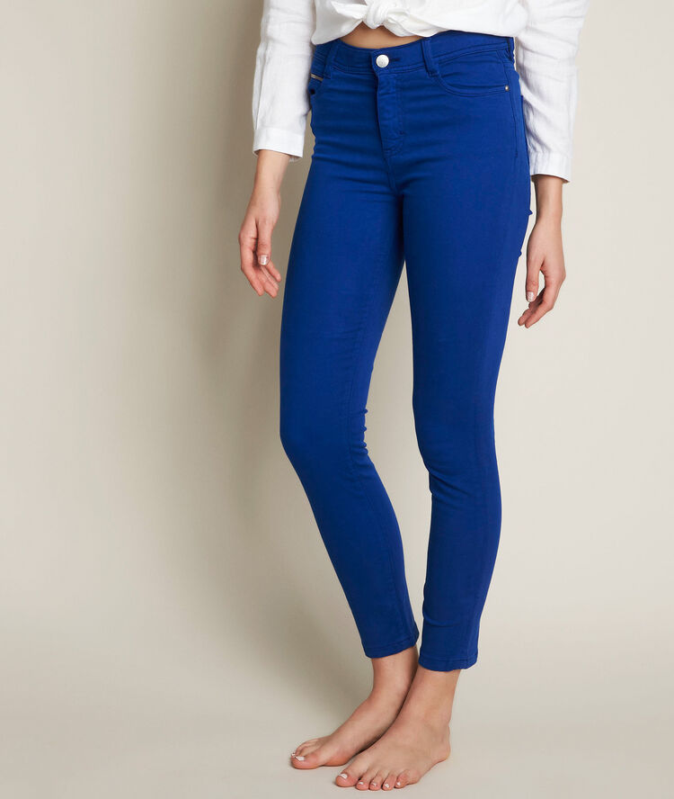Sultan, the iconic royal blue slim-fit cotton satin jeans bleu de france.
