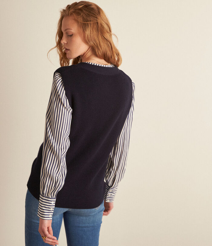 Pacome navy eco-friendly knitted sleeveless jumper PhotoZ | 1-2-3
