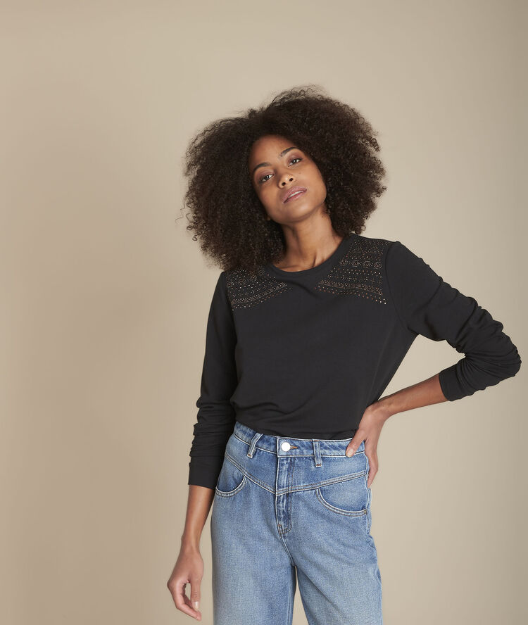 Chicago black sweatshirt with black mini studs black.