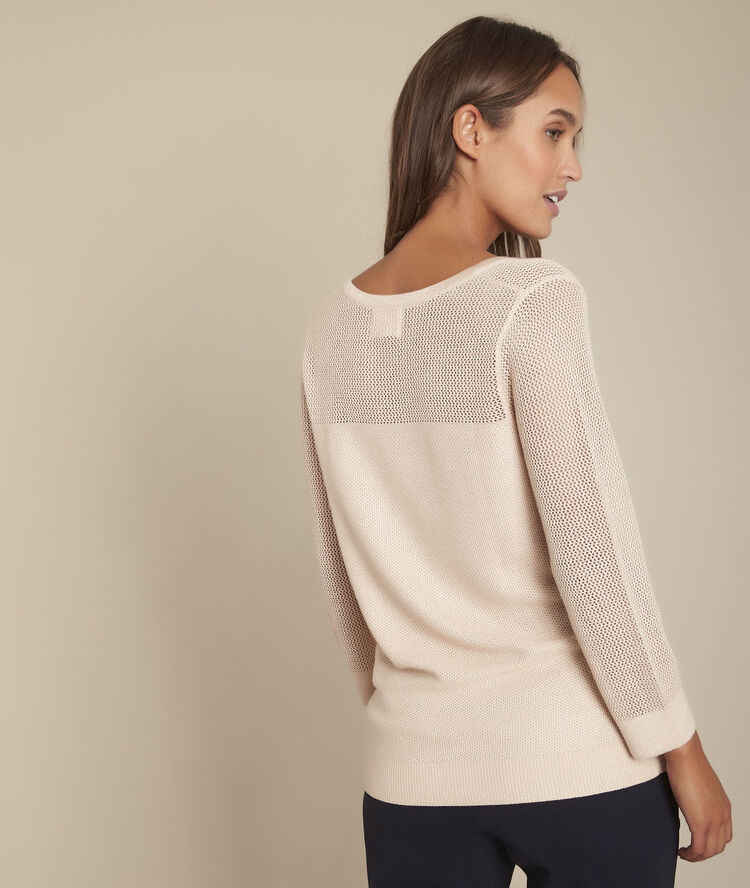 Forever pink openwork pullover salmon.
