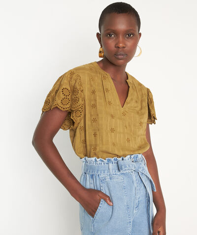 Lisbeth bronze cotton short-sleeved blouse PhotoZ | 1-2-3
