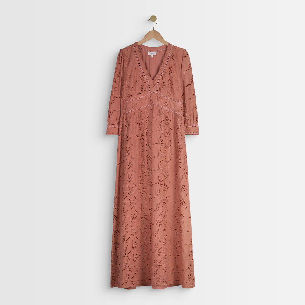 Catalia embroidered pink maxi dress bois de rose.
