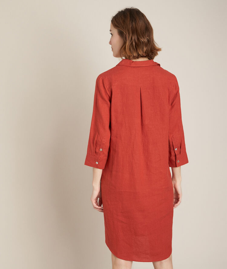 Céline terracotta linen shirt dress terracotta.
