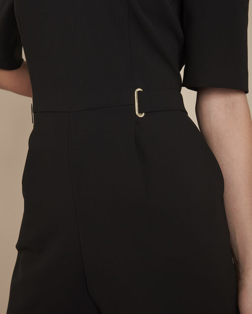 Daya black microfibre jumpsuit with eyelet details (2) - Maison 123