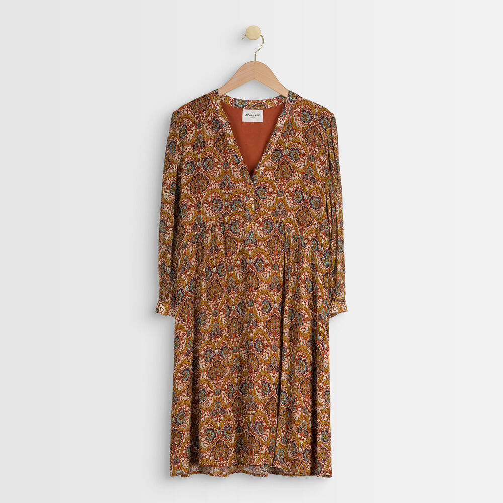 Calypso camel-coloured printed dress camel.