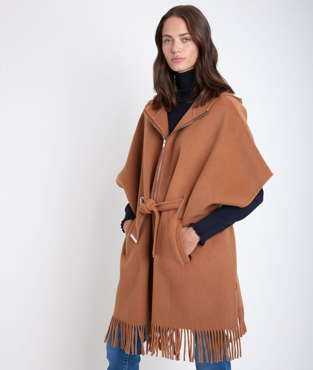 Oyune wool cape with fringe | 1-2-3 Oyune wool cape with fringe PhotoZ | 1-2-3